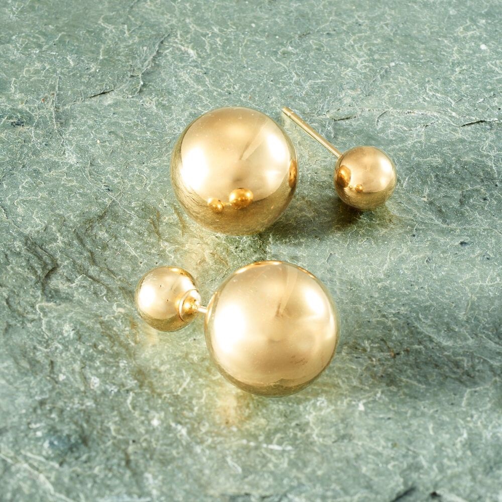 Gold Over Sterling Silver Front-Back Earrings.